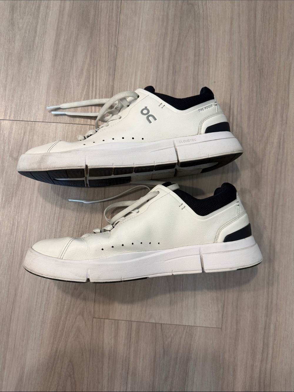 On Running White Sneakers with Black Accents - Picture 3 of 5